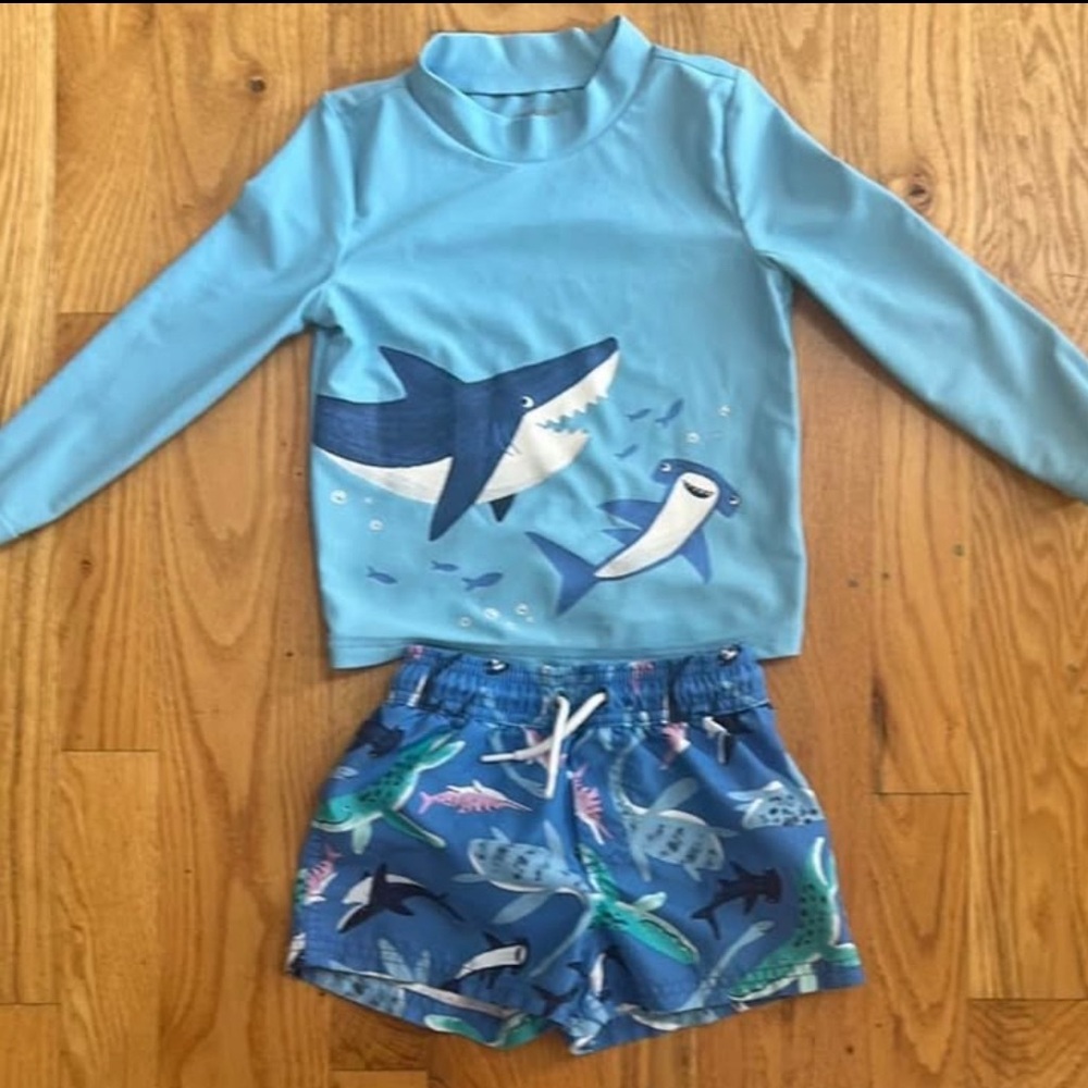 2T Carters Blue Shark Swim Set for Boys